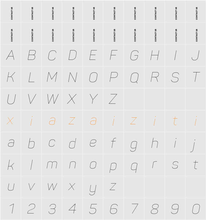 Panton-Trial Thin 字符映射表