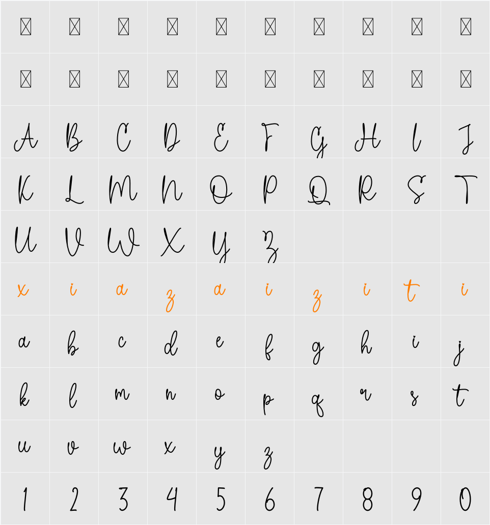 Alisiya 字符映射表