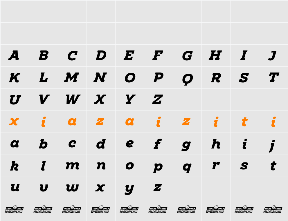 Amazing Slab Trial Extrabold 字符映射表