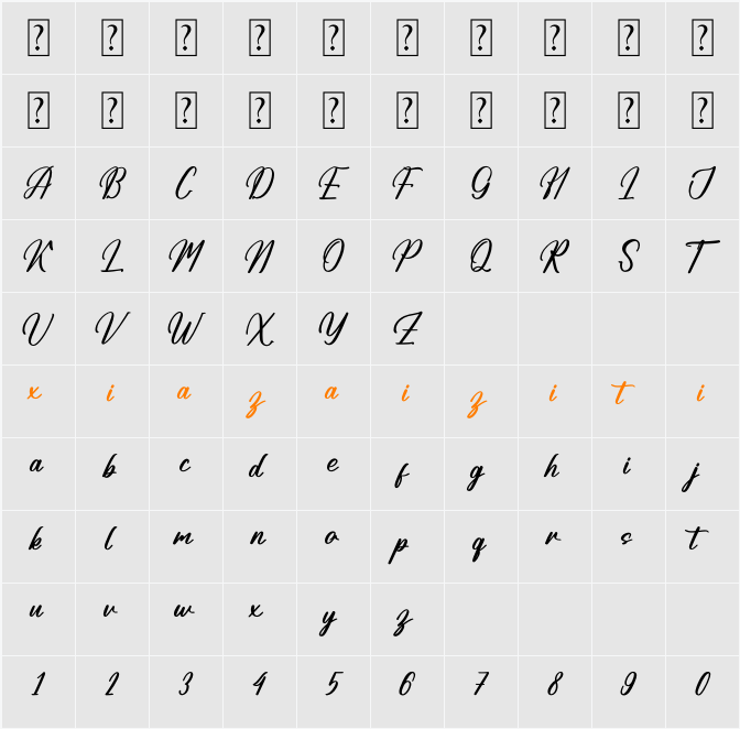 Antofiek Qordampi 字符映射表