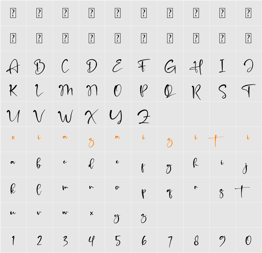 Amsterdam Bright 字符映射表