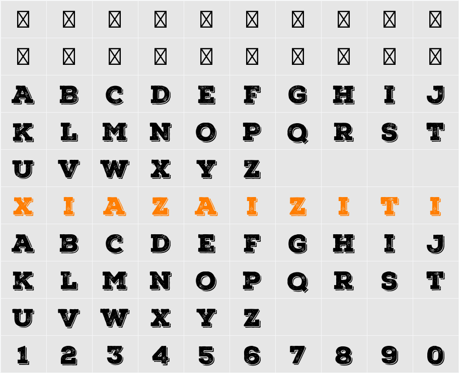 Nexa Rust Slab Demo Black Shadow 1 字符映射表