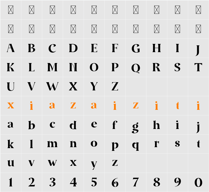 Amidala Font 字符映射表