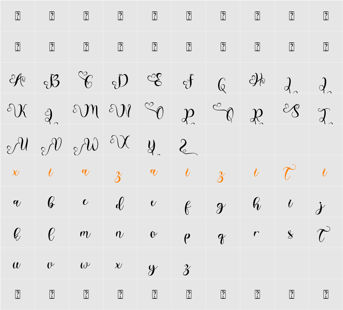 Alestha Butterfly 字符映射表