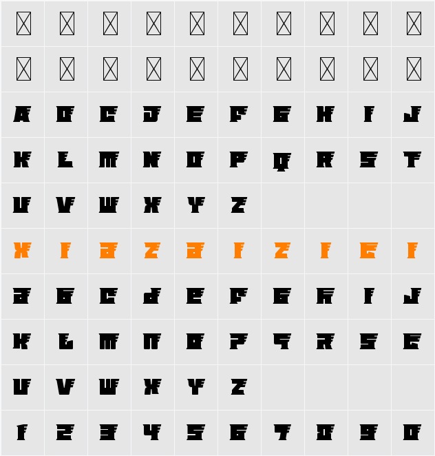 Astral Zenith Twelve 字符映射表