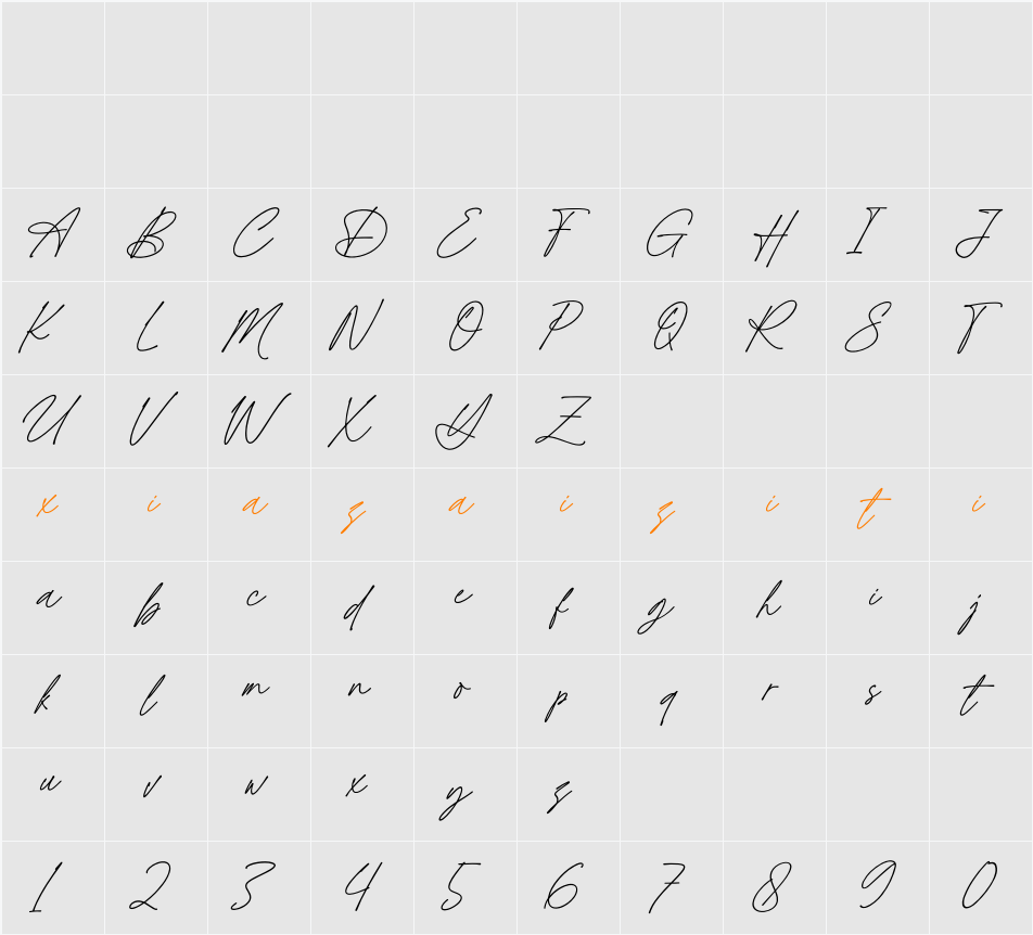 Angellica Signature 字符映射表