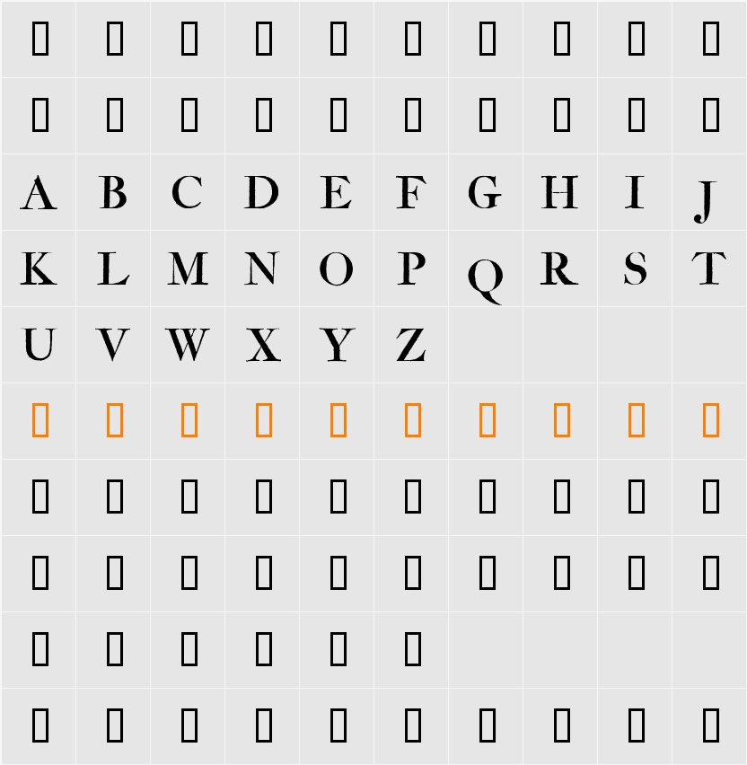 Amarfil Antiqua 字符映射表