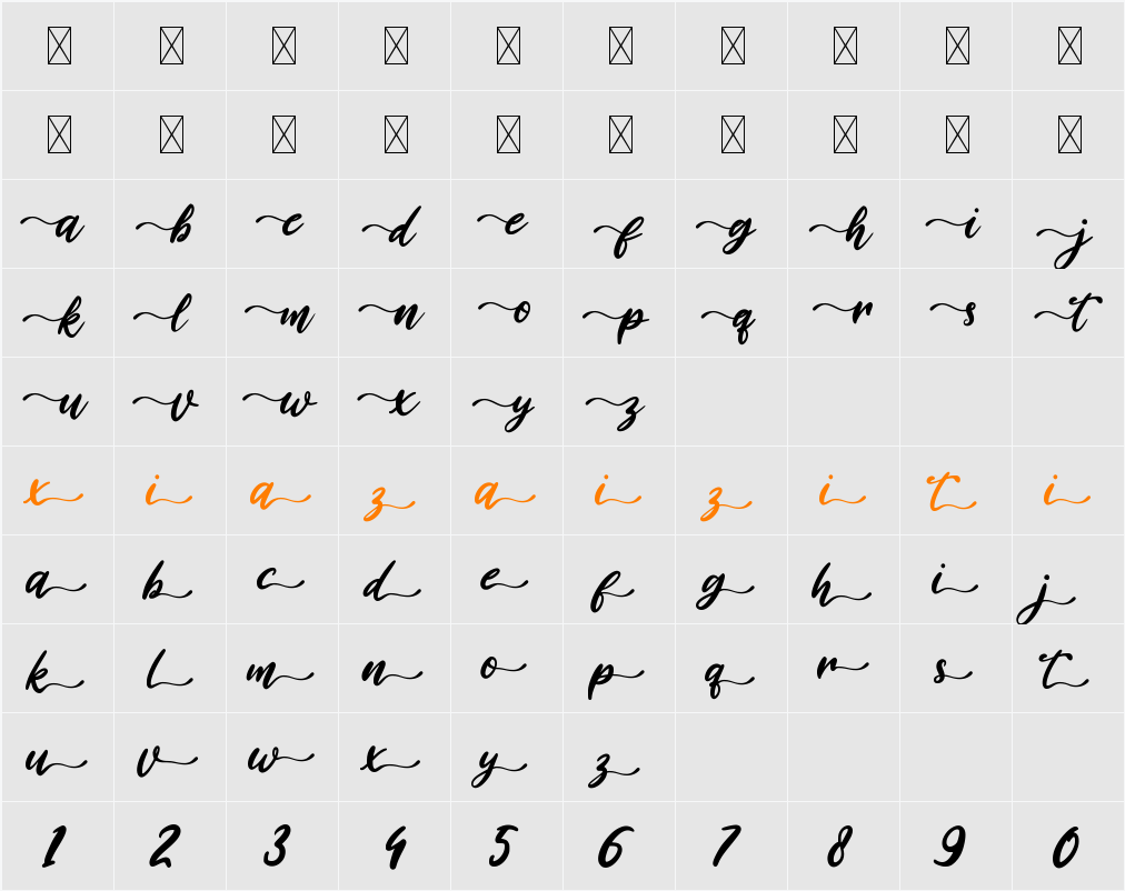 Ali Ana Tail 字符映射表