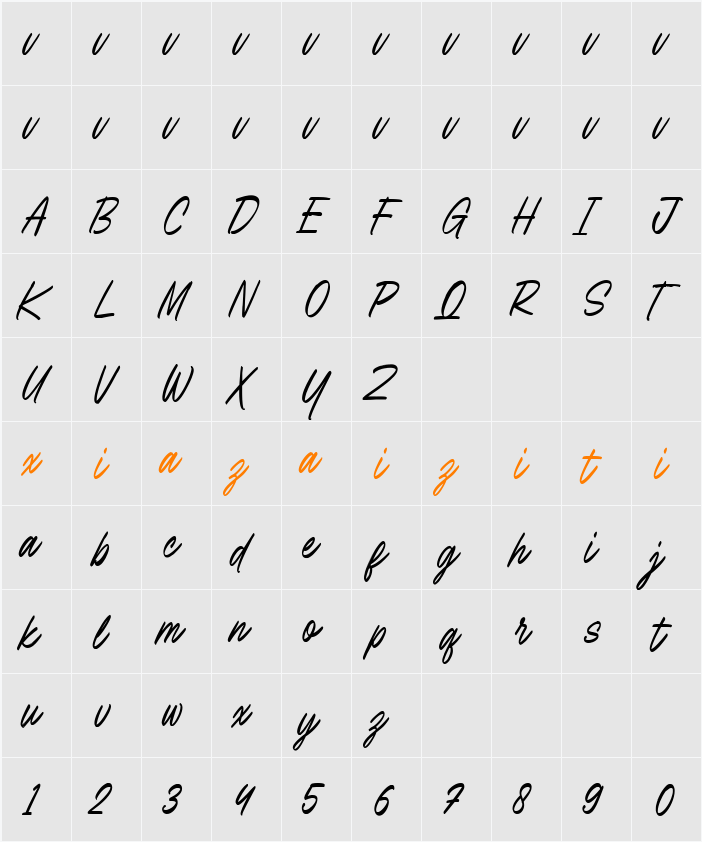 Authentic Black 字符映射表