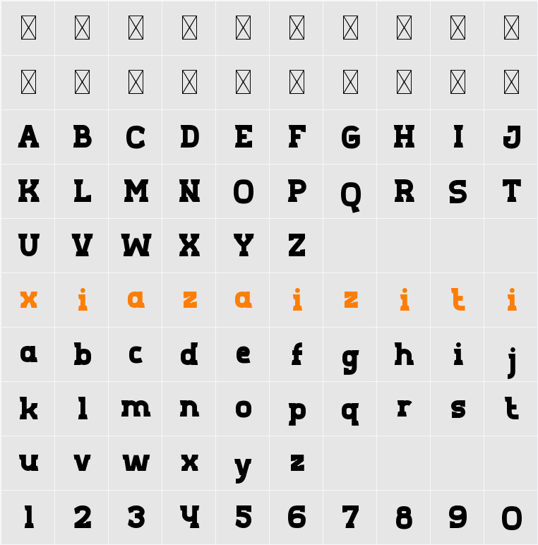 Aero Sans Heavy 字符映射表