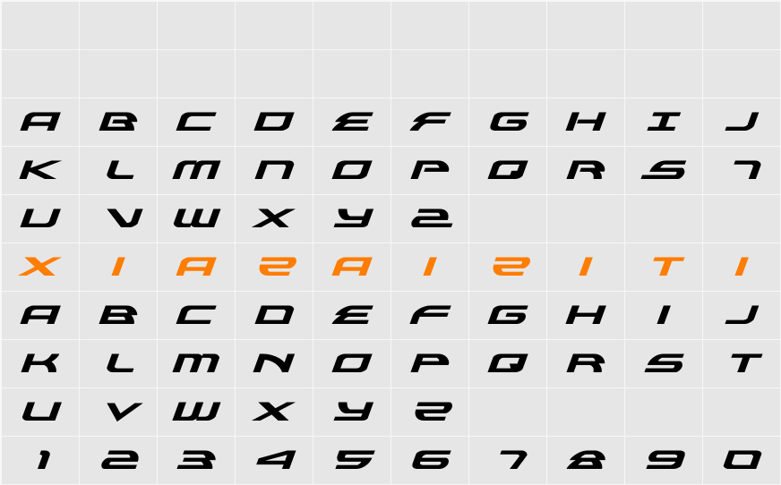 Alexis Expanded Italic 字符映射表