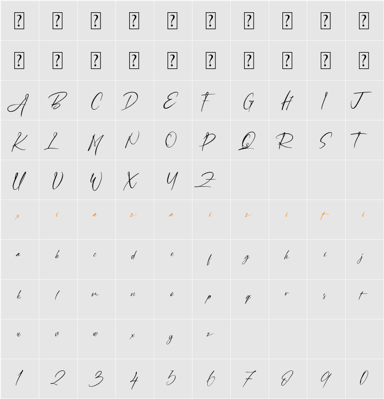 Amelia Bilquest 字符映射表