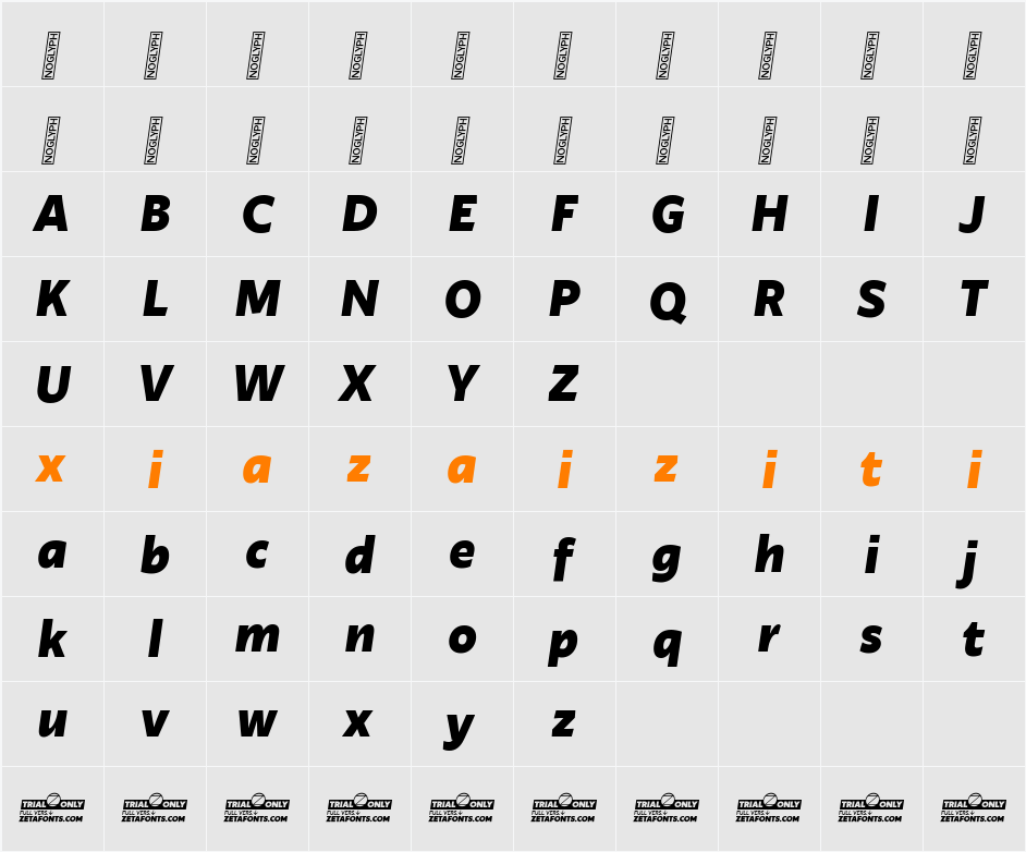 Ambra Sans Text Trial Extrabold 字符映射表