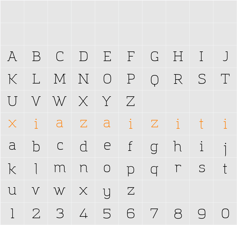 Amazing Grotesk 字符映射表