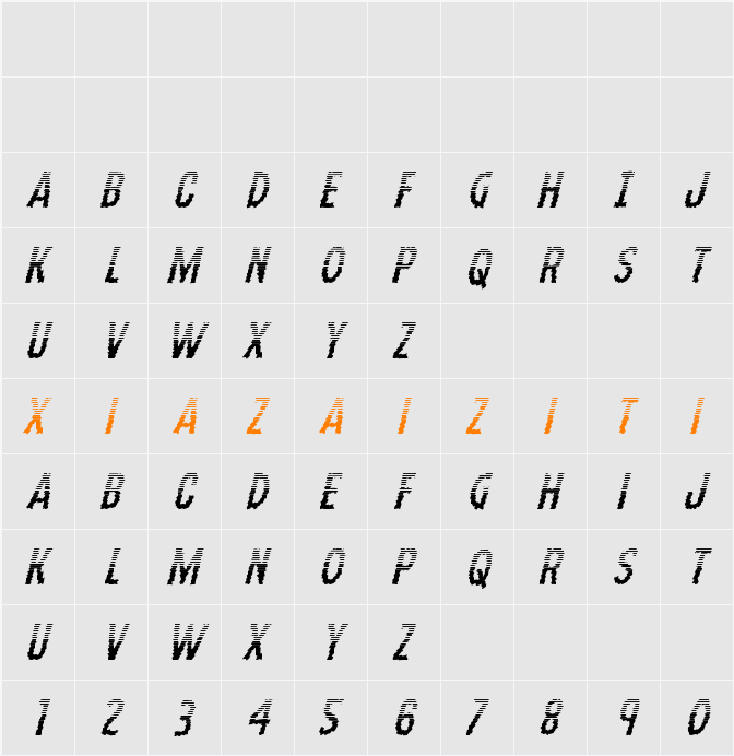 Ampire Halftone Italic 字符映射表