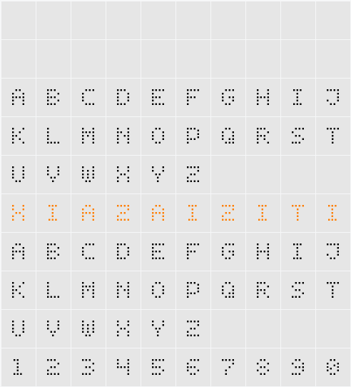 Dot Digital-7 字符映射表