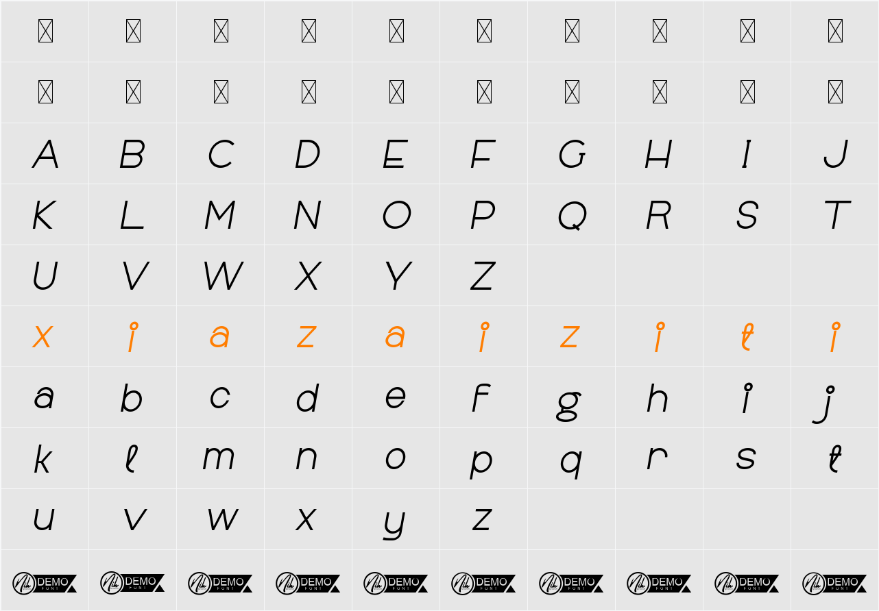 Allegany Demo 字符映射表