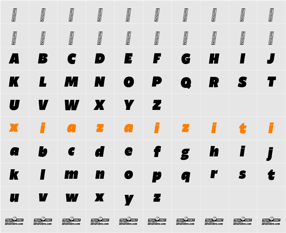 Ambra Sans Trial Heavy 字符映射表