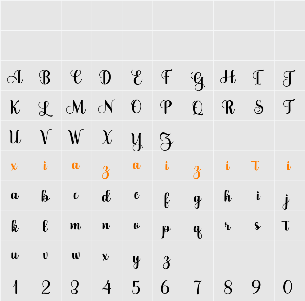 Baby Girly Script 字符映射表