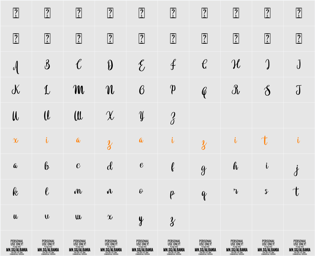 Albania PERSONAL USE ONLY 字符映射表