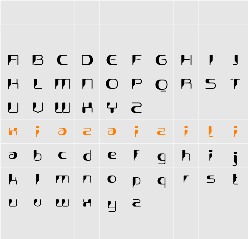 Alavine Demo 字符映射表