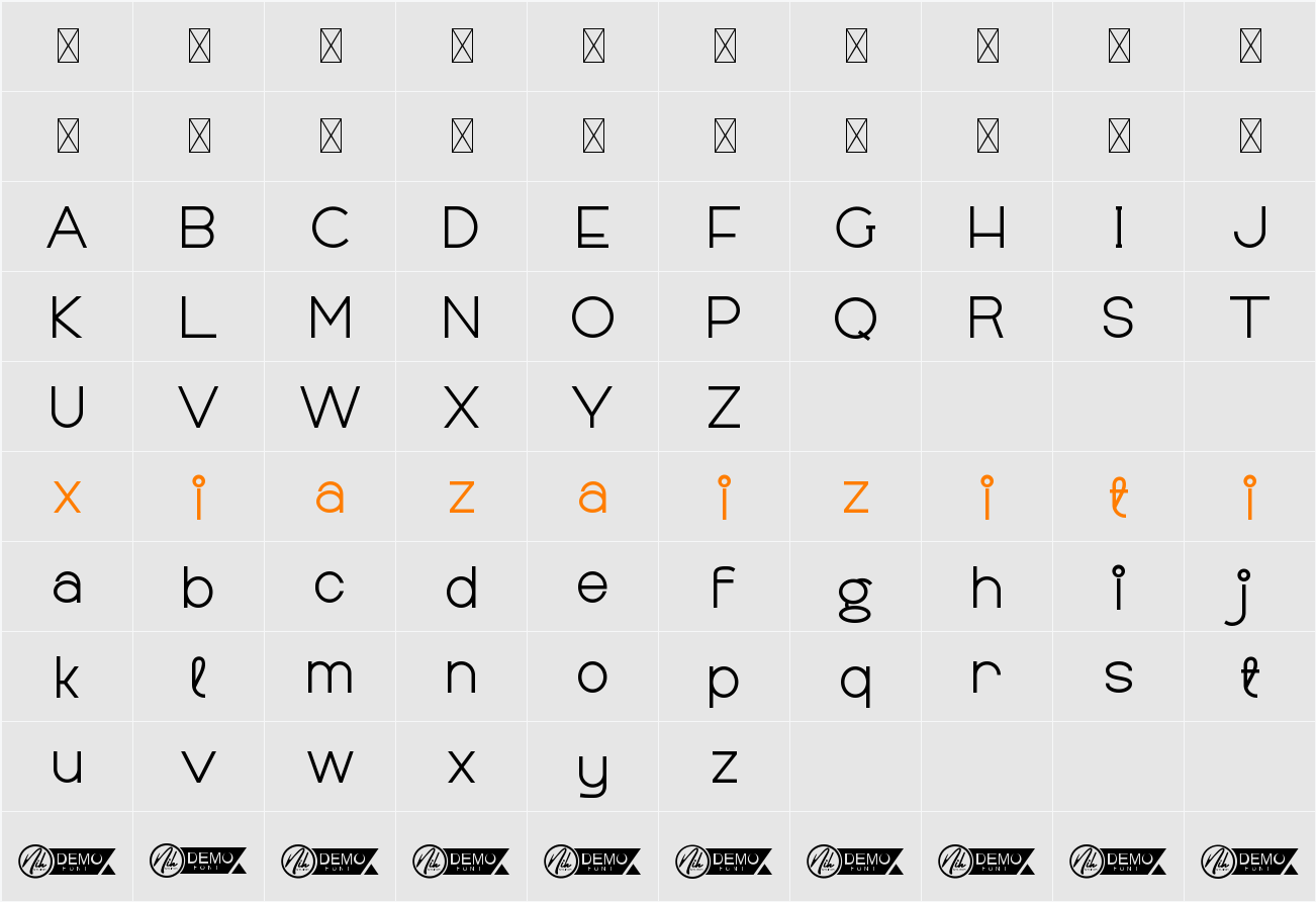 Allegany Demo 字符映射表