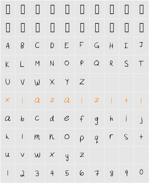 Akeylah__s_Handwriting 字符映射表