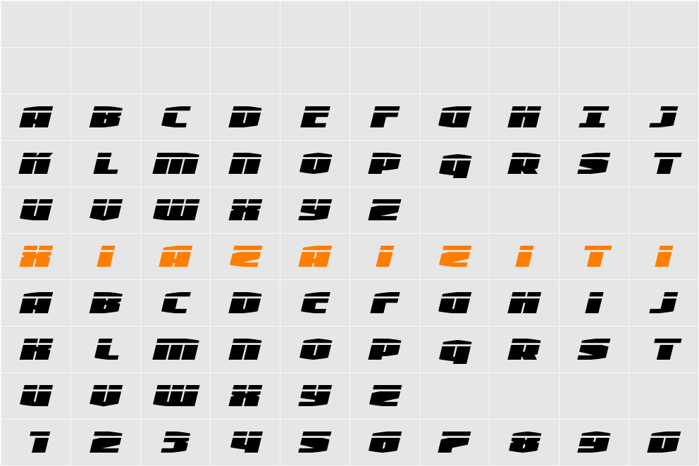 Alpha Century Laser Italic 字符映射表