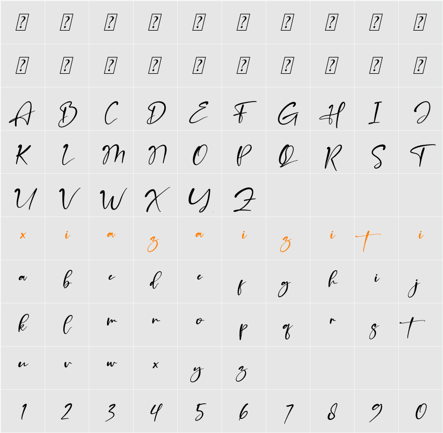 Amsterdam Bright 字符映射表