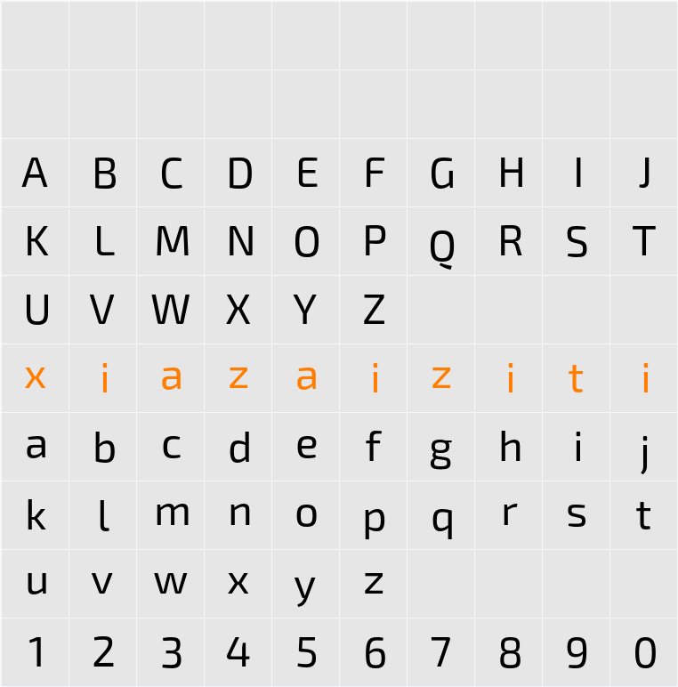 Exo 2 字符映射表