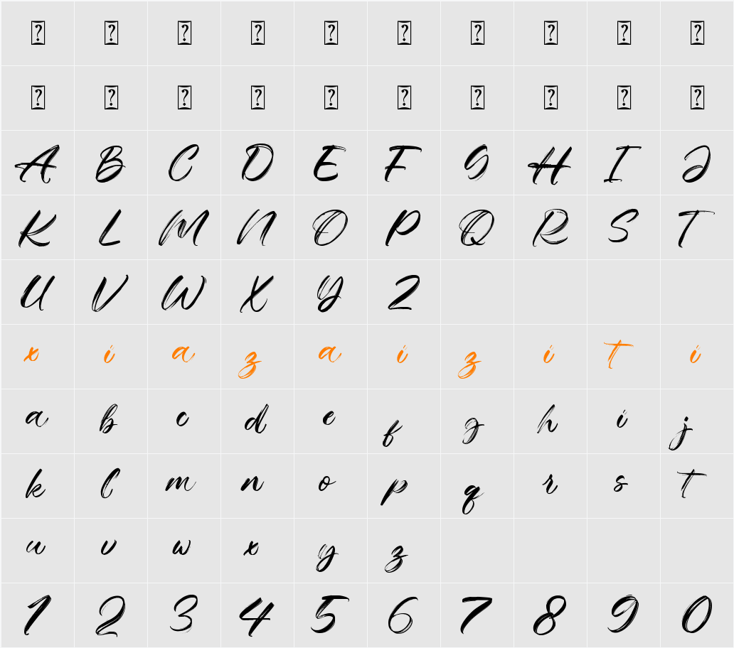 Mikhael Handwritten - Personal use 字符映射表