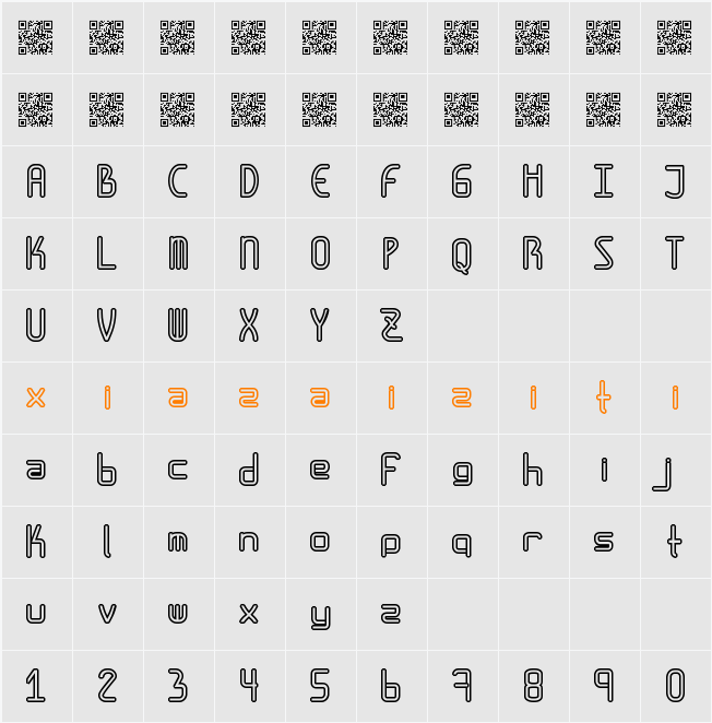 AmplitudesHollowDigital 字符映射表