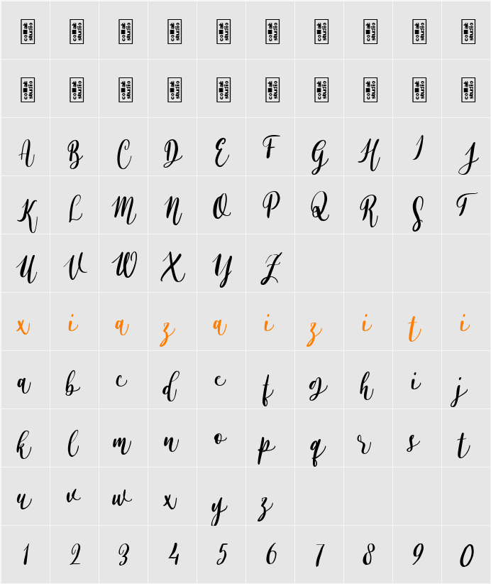 Alyssa Calligraphy 字符映射表