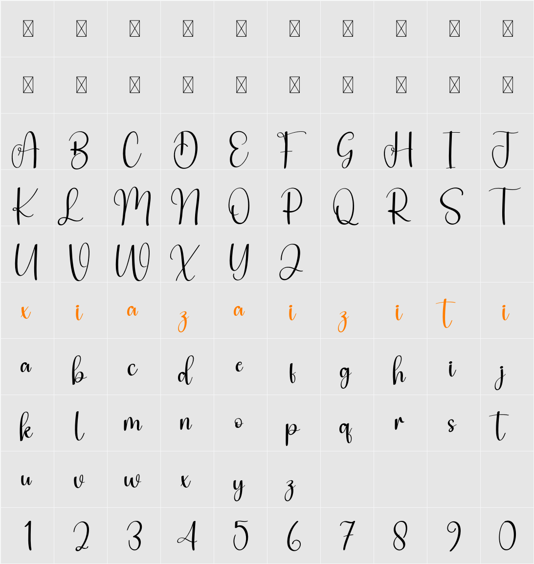 Audreyana 字符映射表