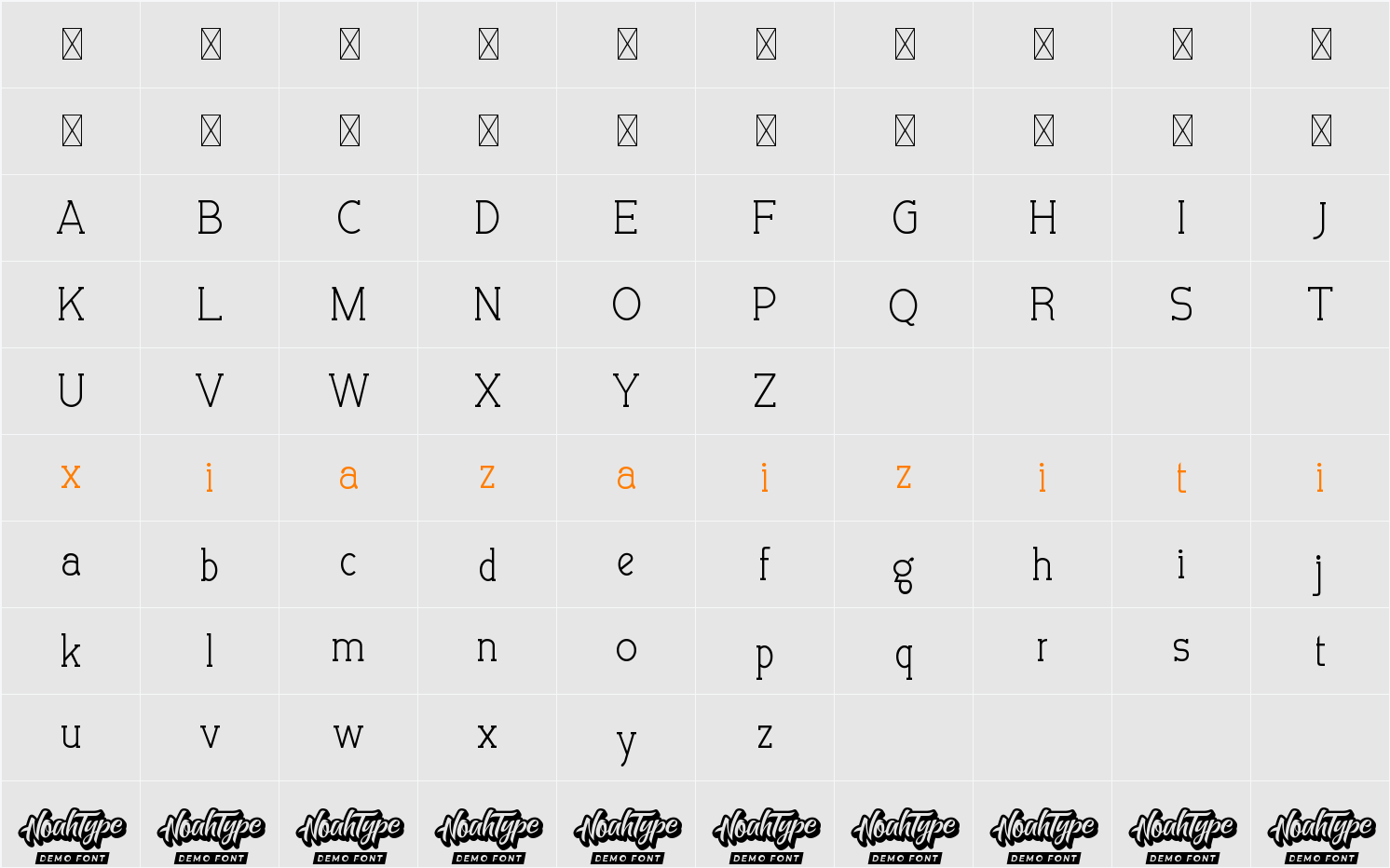 Allegation Demo Semibold 字符映射表