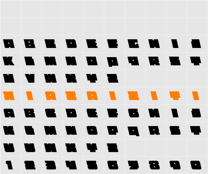 Anakefka Semi-Leftalic 字符映射表