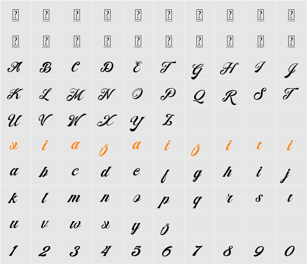 Agradian Demo 字符映射表