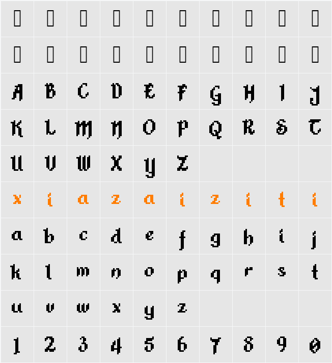 Alkhemikal 字符映射表