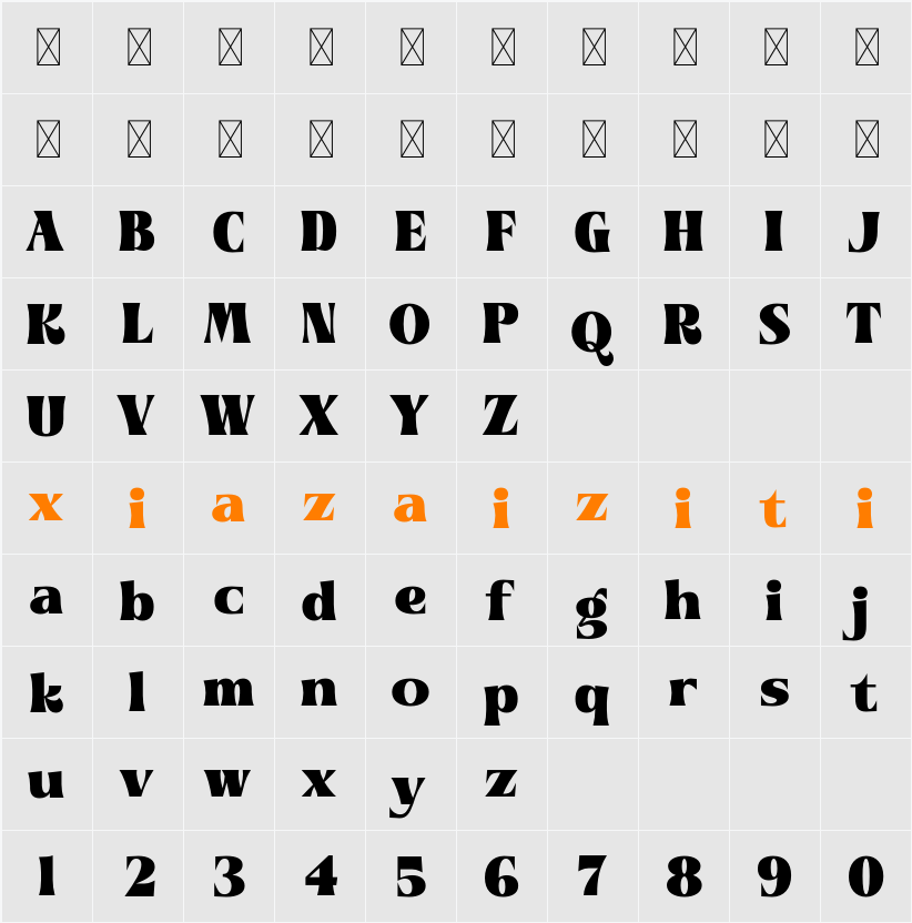 Andera Ninefold 字符映射表