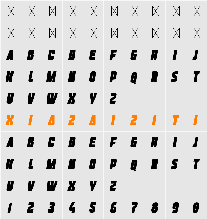 Artch Italic Personal 字符映射表