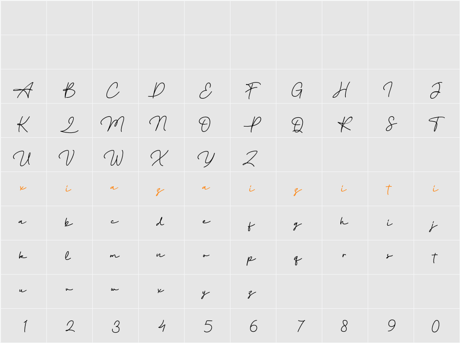 Amilly Signature 字符映射表