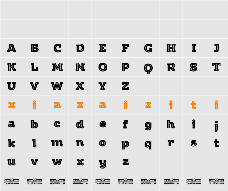 Amazing Slab Trial Inline Black 字符映射表
