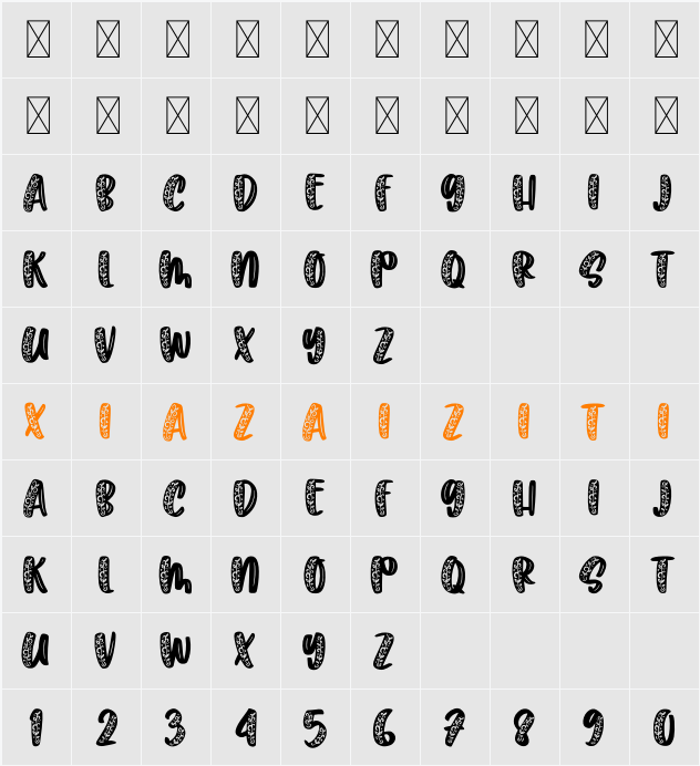 Artmy Ornament 字符映射表