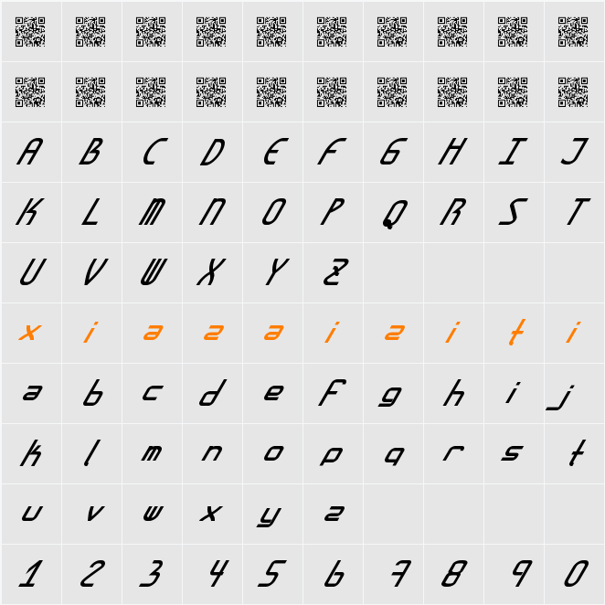 AmplitudesBoldItalic 字符映射表