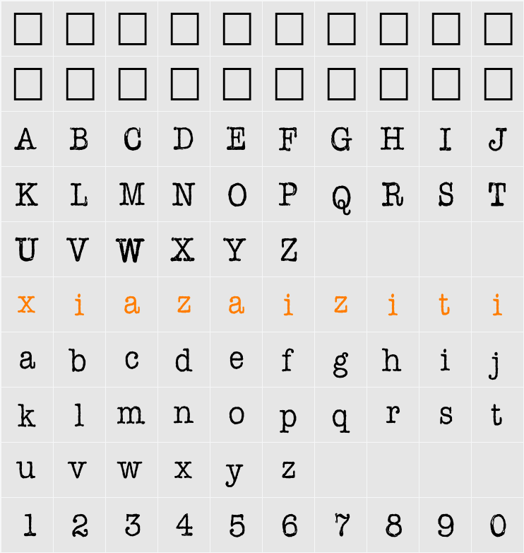 AFL Font nonmetric 字符映射表