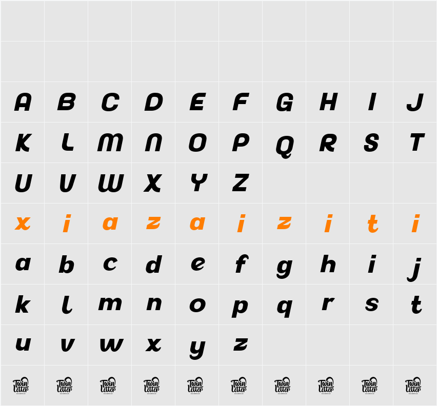 Akuina ExtBd Slant 字符映射表