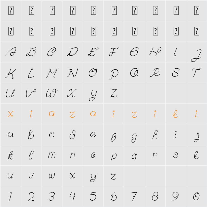 Amora 字符映射表