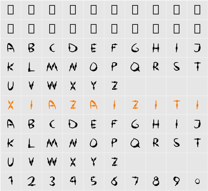 Amish Cyborg 字符映射表