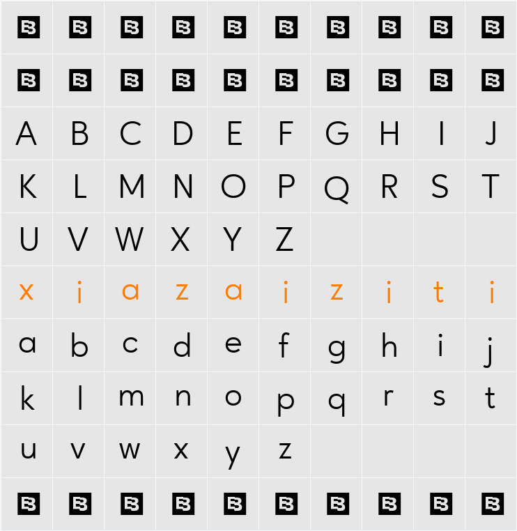 Ageo Trial 字符映射表