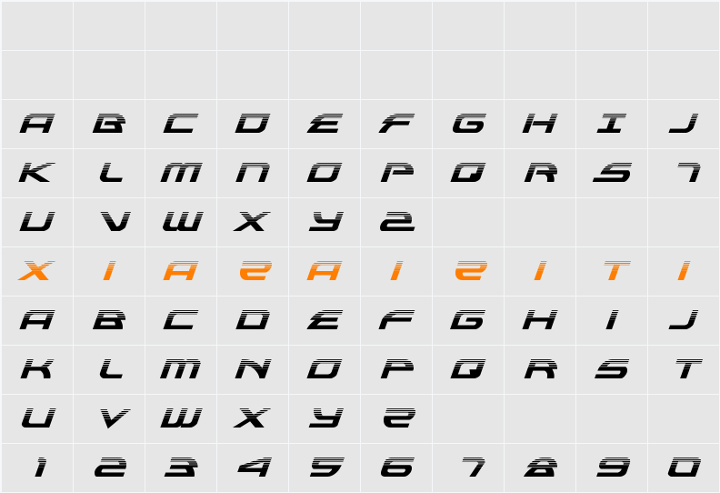 Alexis Halftone Italic 字符映射表